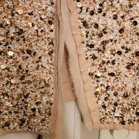 Postmark by Anthropologie Soft Peach Bedazzled Cardigan w/ Sequins Size XS - Picture 9 of 12